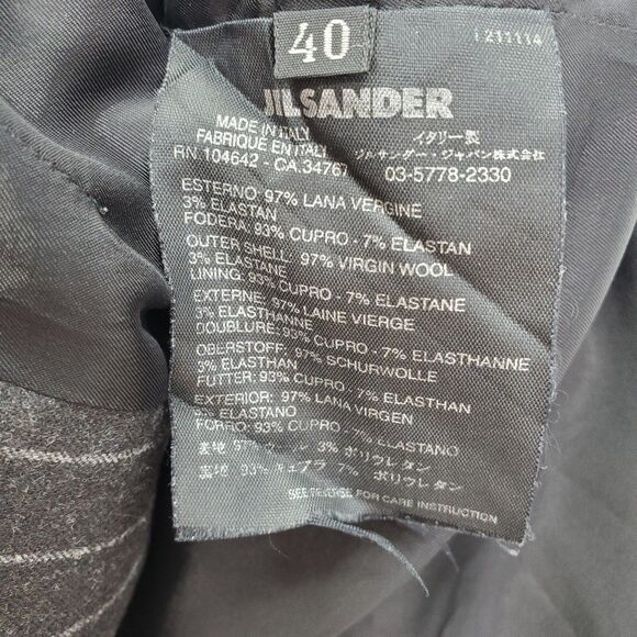 Jil Sander Womens Blazer Jacket Virgin Wool Stretch Pinstripe Gray DE 40 US 10 - Picture 4 of 4